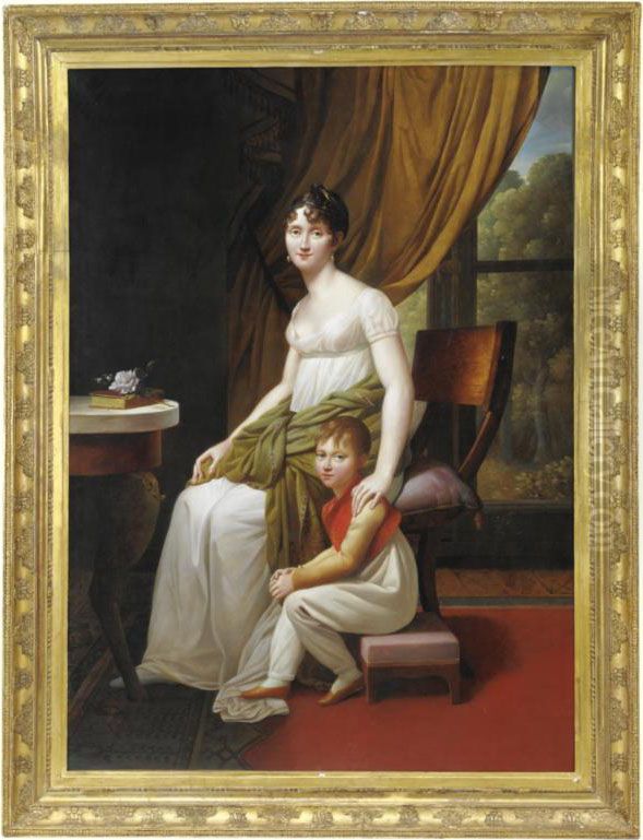 Portrait Of A Mother And Child Oil Painting by Francois Josephe Kinson