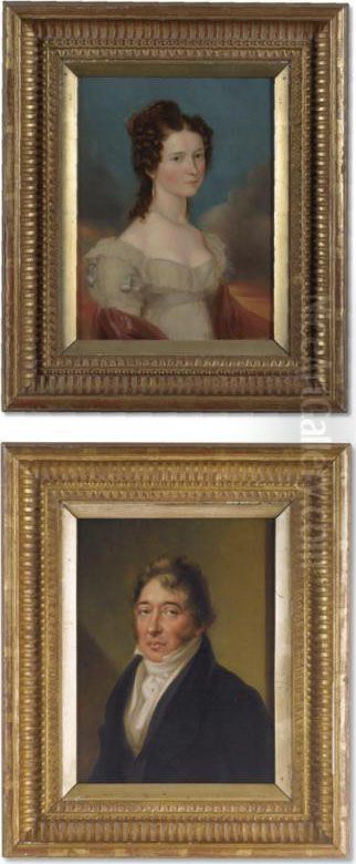 Portraits Of Mr. And Mrs. Charles Carroll: A Pair Oil Painting by Francois Josephe Kinson