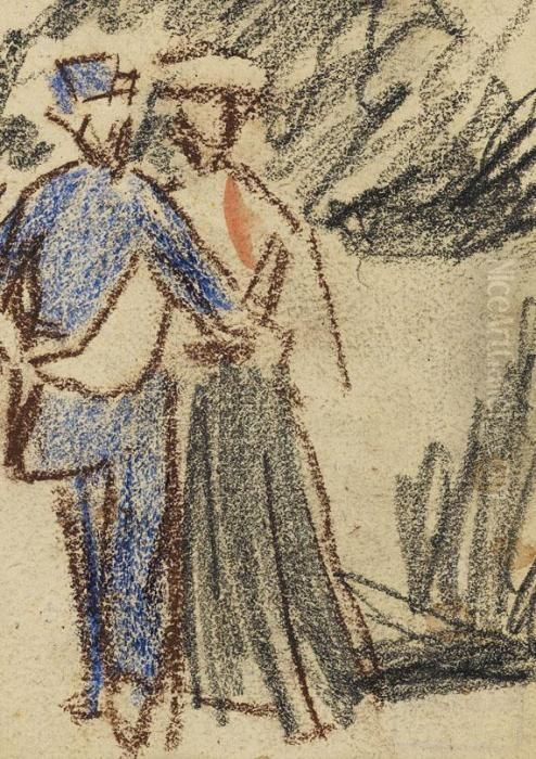 Spazierendes Paar Oil Painting by Ernst Ludwig Kirchner