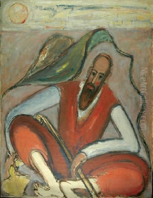 Siedzacy Starzec Oil Painting by Jecheskiel Dawid Kirszenbaum