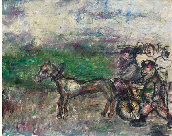 Emigration Oil Painting by Jecheskiel Dawid Kirszenbaum