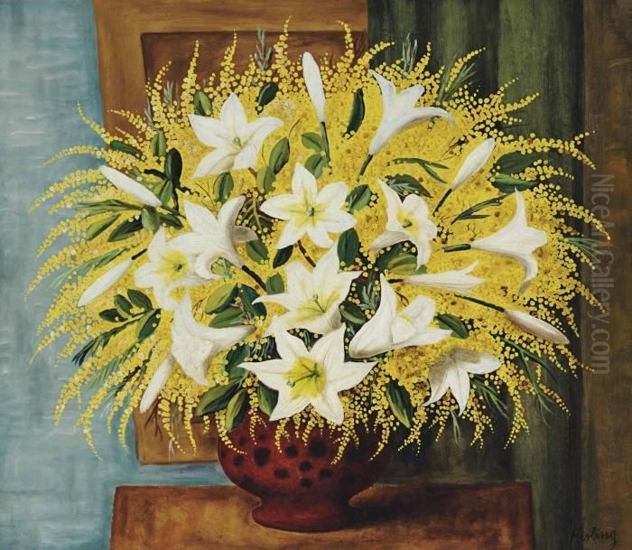Lys Et Mimosas Oil Painting by Jean Kisling