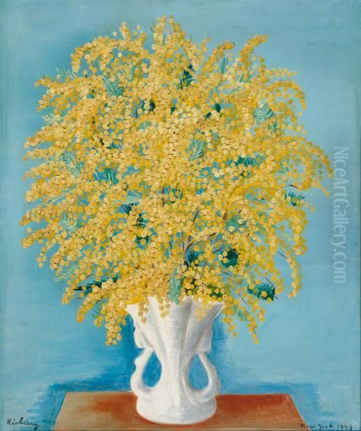 Bouquet De Mimosas Oil Painting by Jean Kisling