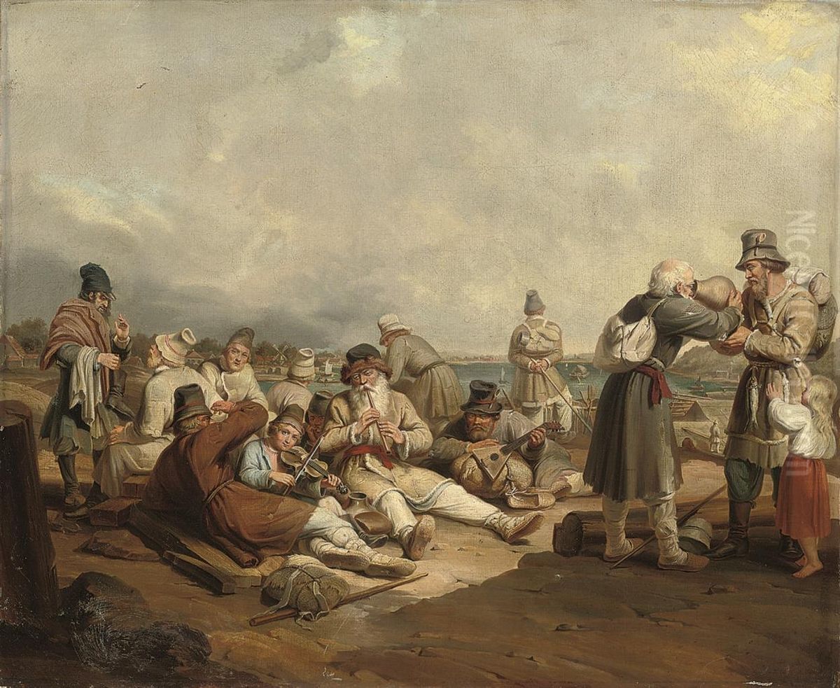 A Rest On The Way To The Fair Oil Painting by Aleksei Danilovich Kivshenko