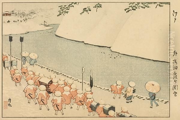 Edo Soto Sakurada Kasumigaseki [no] Yuki Oil Painting by Kobayashi Kiyochika