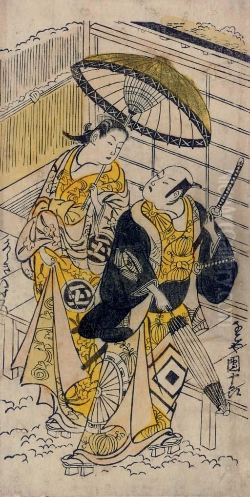 Hand-applied Oil Painting by Torii Kiyonobu