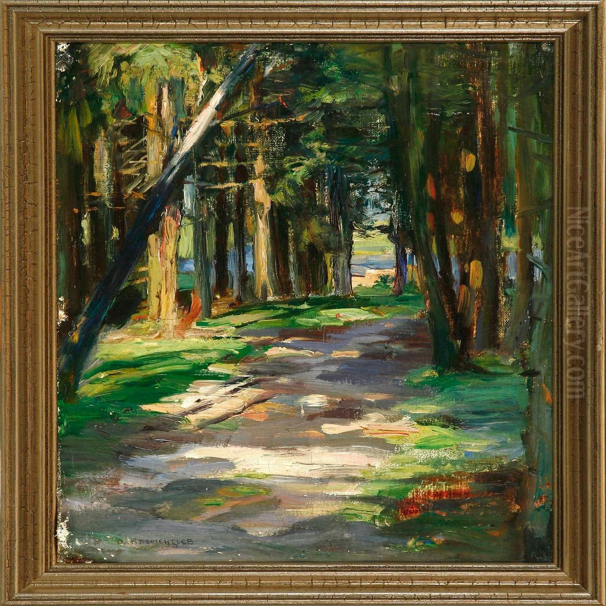 Path In A Spring Forest Oil Painting by Alexei Nikolaevich Klementiev