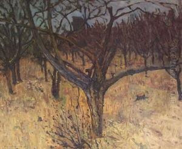 Vorfruhling: Obstgarten Bei Glindow Oil Painting by Hans Klohss