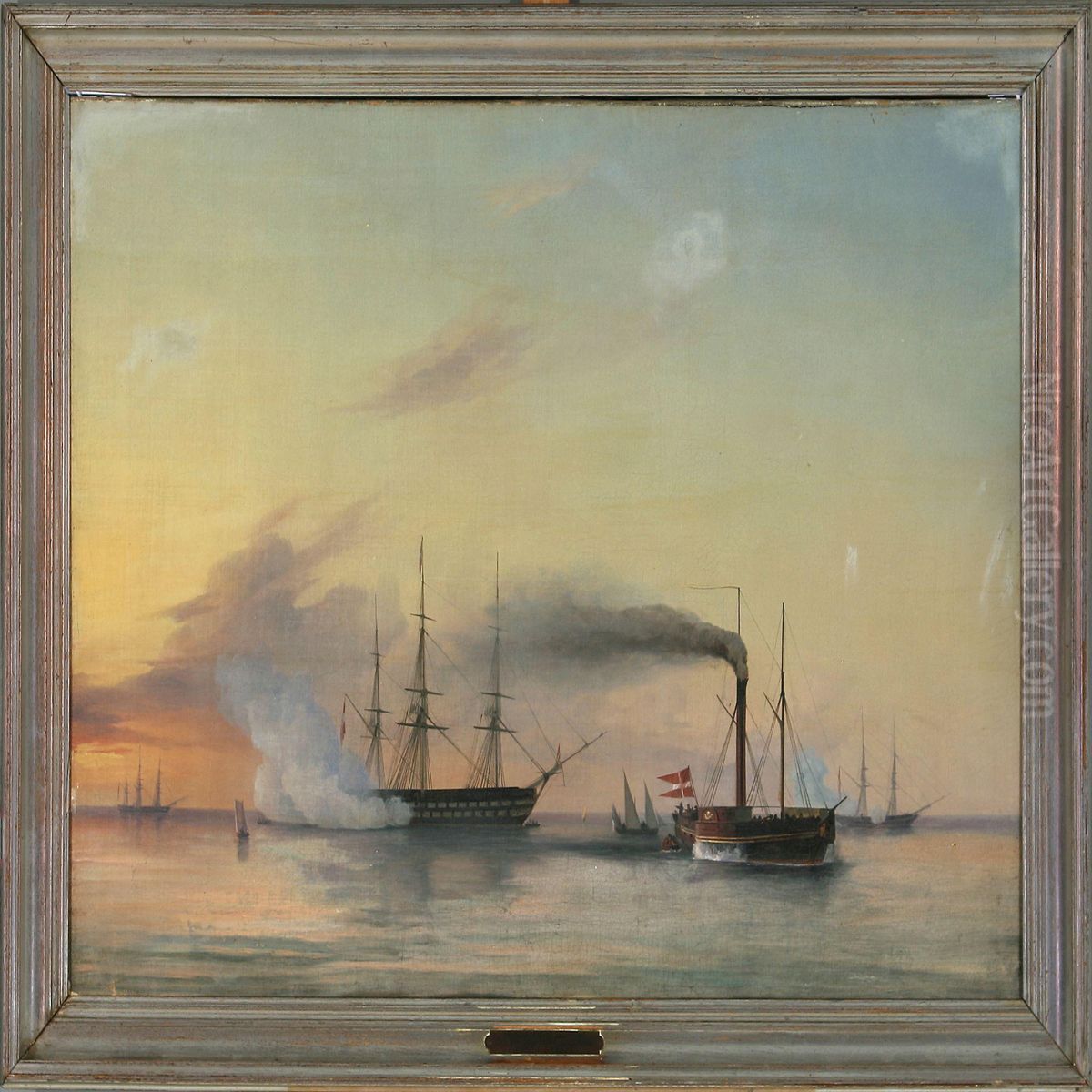 Naval Vessel Saluting King Christian Viii Of Denmark's Yacht 