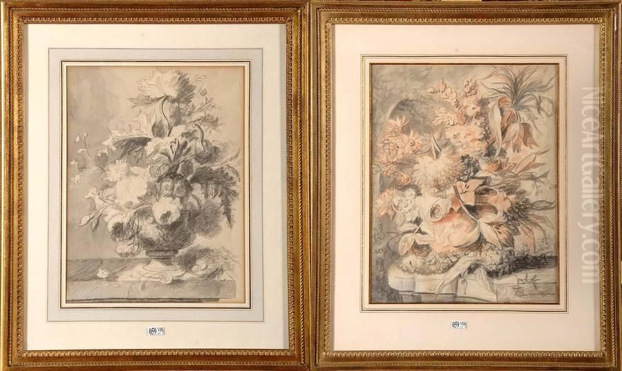 Vase De Fleurs Sur Un Entablement Oil Painting by Henriette Gertruide Knip