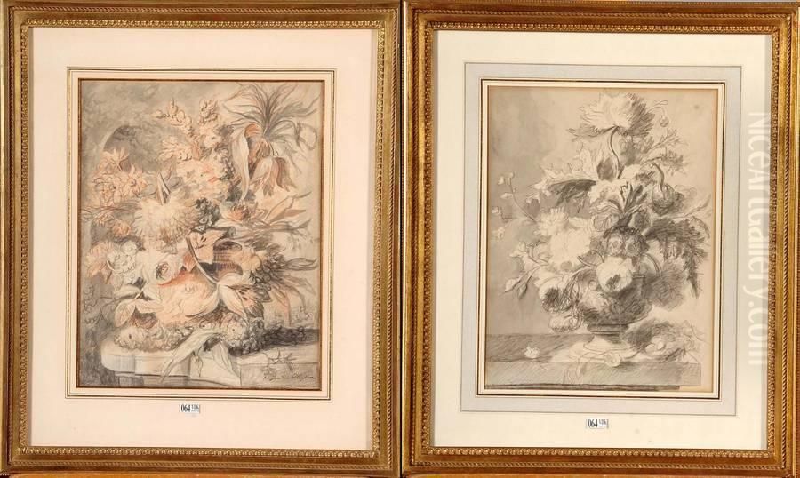 Vase De Fleurs Sur Un Entablement Oil Painting by Henriette Gertruide Knip