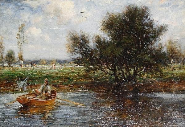 A Quiet Backwater Oil Painting by Davidson Knowles