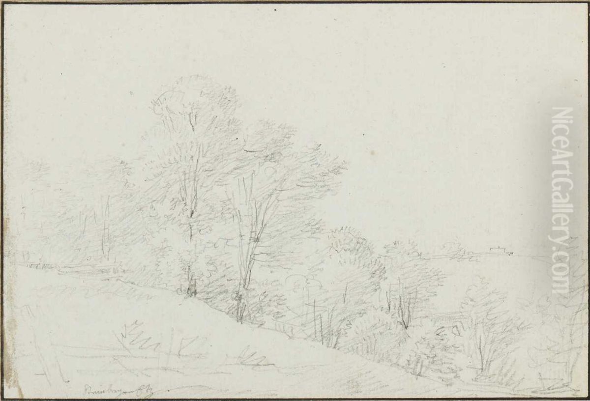 Baumbestandene Hugellandschaft. Oil Painting by Franz Innocenz Kobell