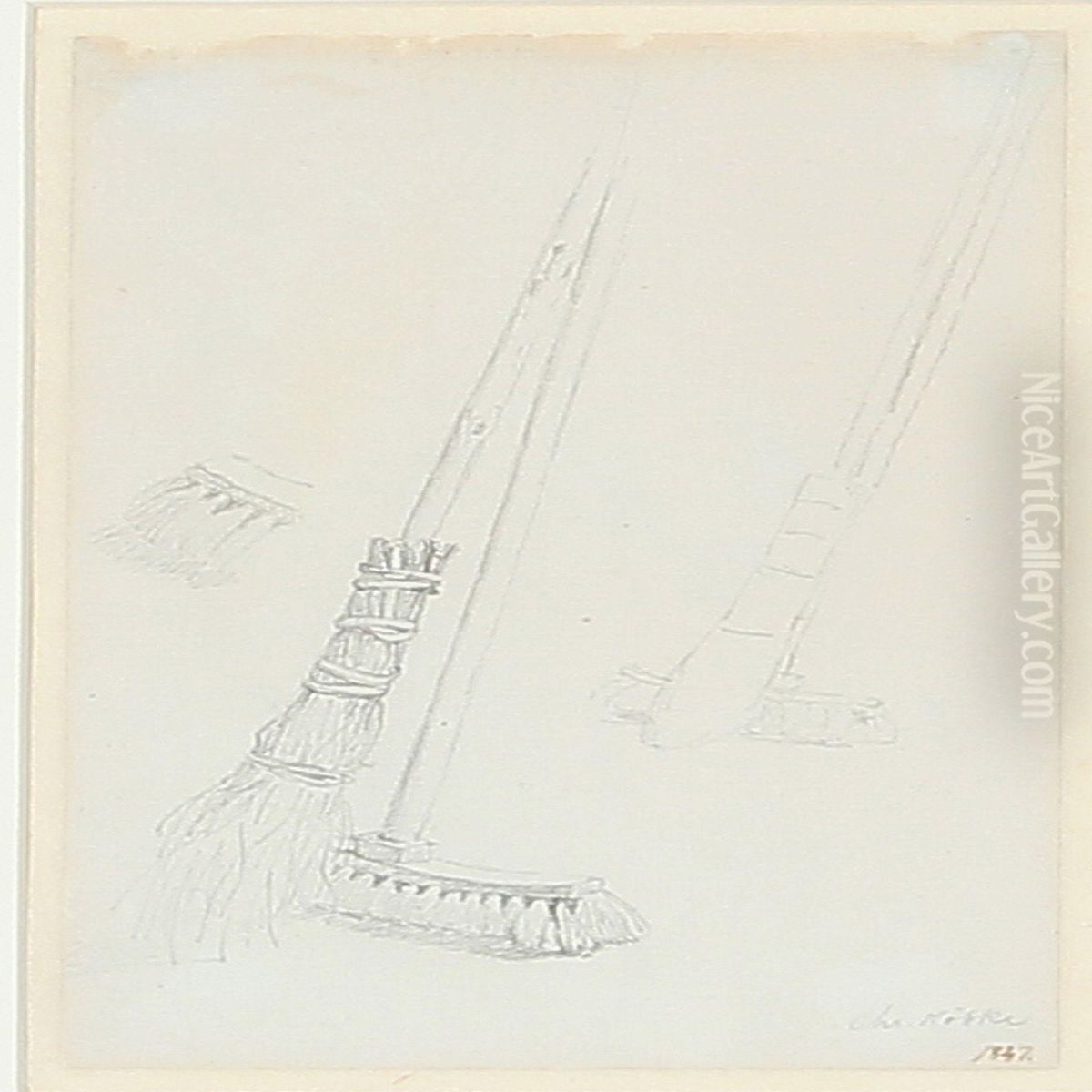 Brooms Oil Painting by Christen Kobke