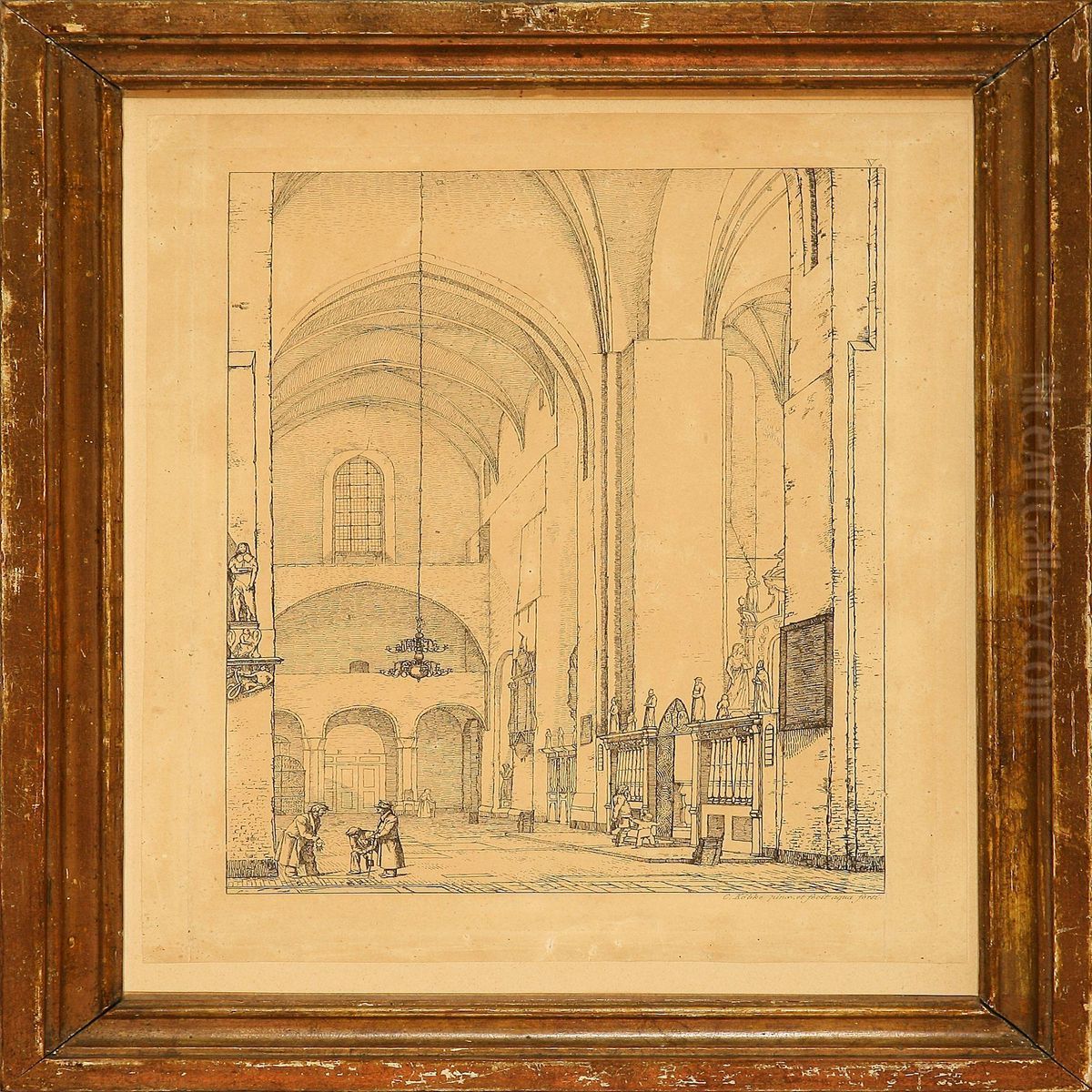 Interior From Arhuscathedral, Denmark Oil Painting by Christen Kobke