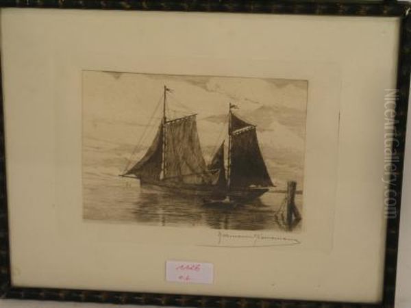 Zweimaster Unter Voller Besegelung Oil Painting by Hermann Koenemann