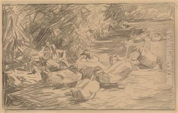 Enten Auf Dem Wasser Oil Painting by Alexander Max Koester