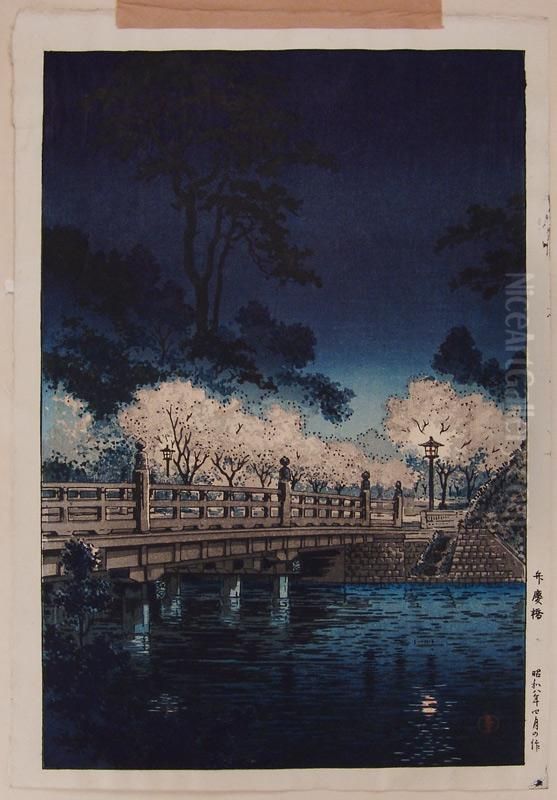 Benkei Bridge Oil Painting by Tsuchiya Koitsu