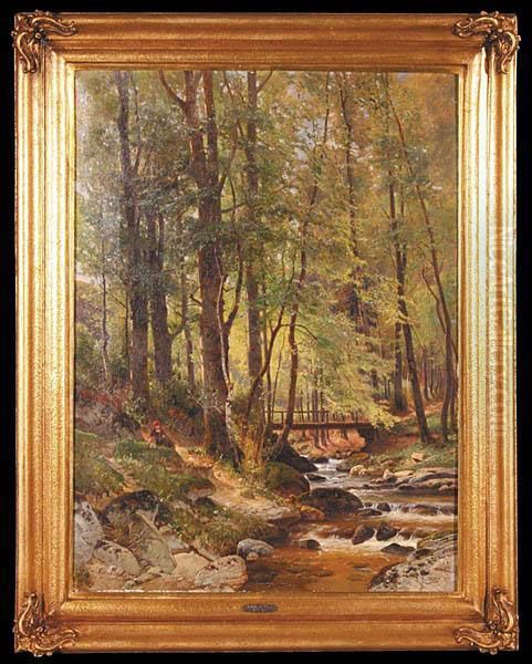 Kladka Nad Strumieniem, 1889 R. Oil Painting by Paul Koken