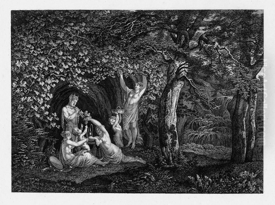 Szene Vor Einer Mit Wein Uberrankten Grotte Oil Painting by Carl Wilhelm Kolbe