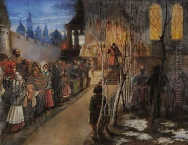 La Procession Oil Painting by Sergej Michaijlovic Kolesnikov