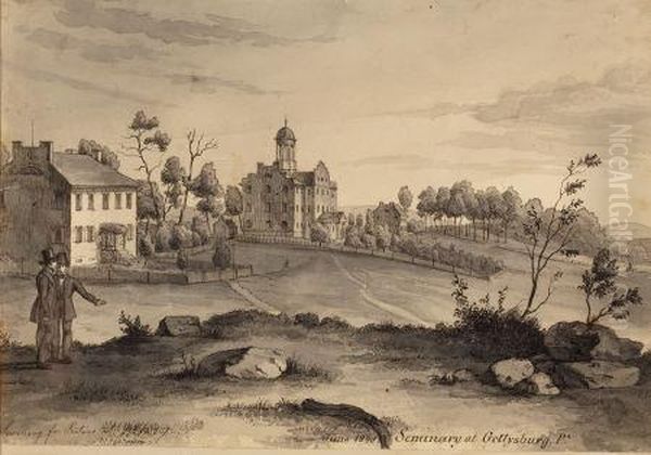 Seminary At Gettysburg, Pennsylvania Oil Painting by Kollner, Augustus