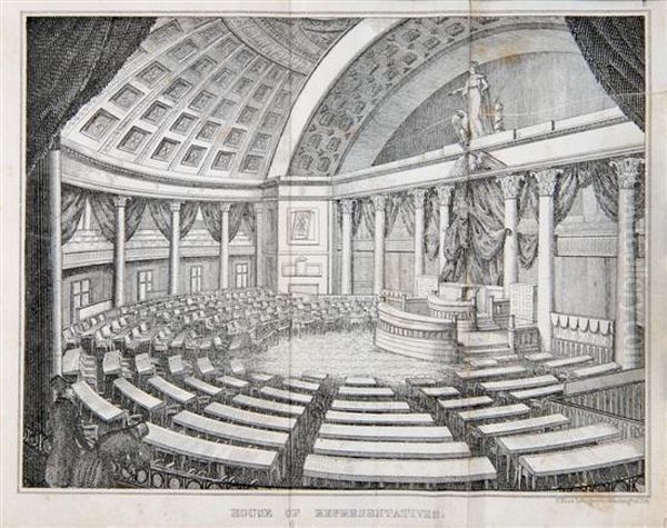 Public Buildings And Statuary Of The Government; The Architectural Ornaments Of The Capitol Of The U. States, At The City Of Washington. Oil Painting by Kollner, Augustus