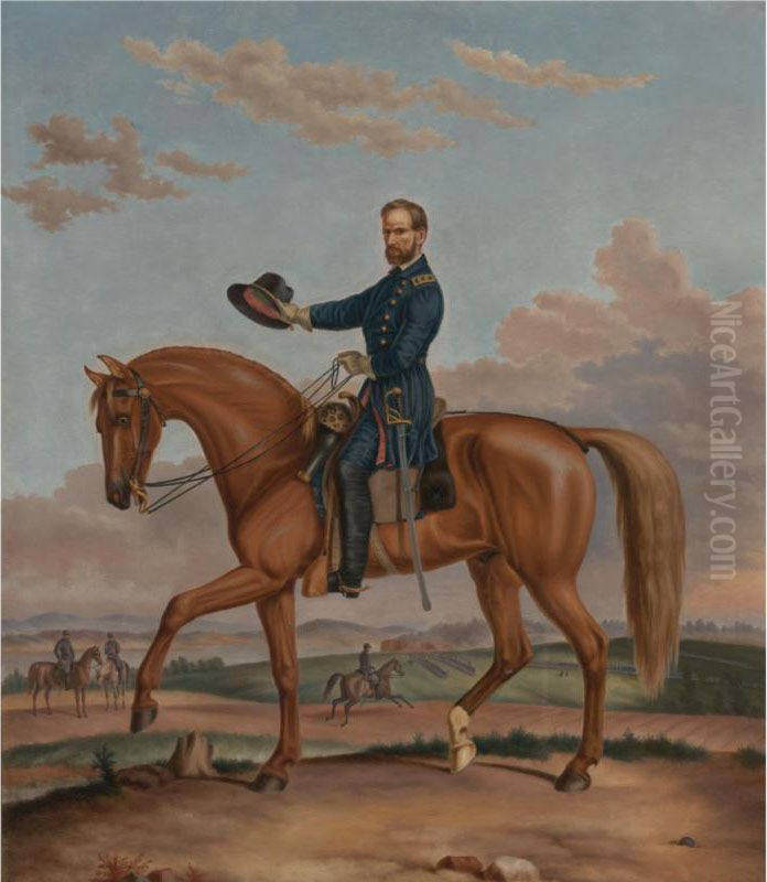Portrait Of General William T. Sherman On His Horse Oil Painting by Kollner, Augustus