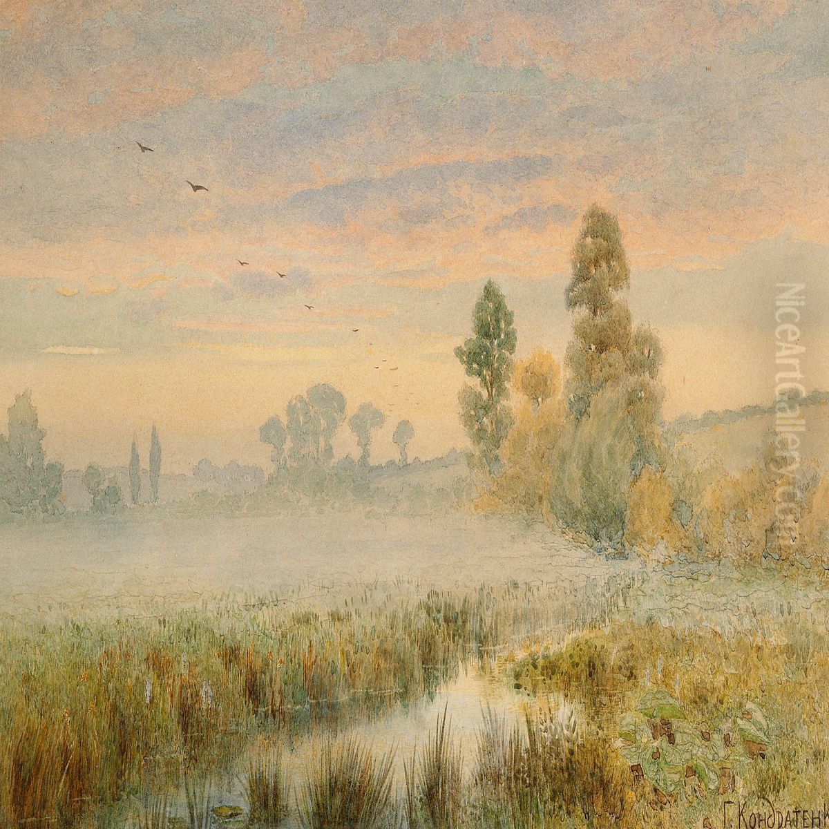 Dispersing Fog At Sunrise Oil Painting by Gavril Kondratenko