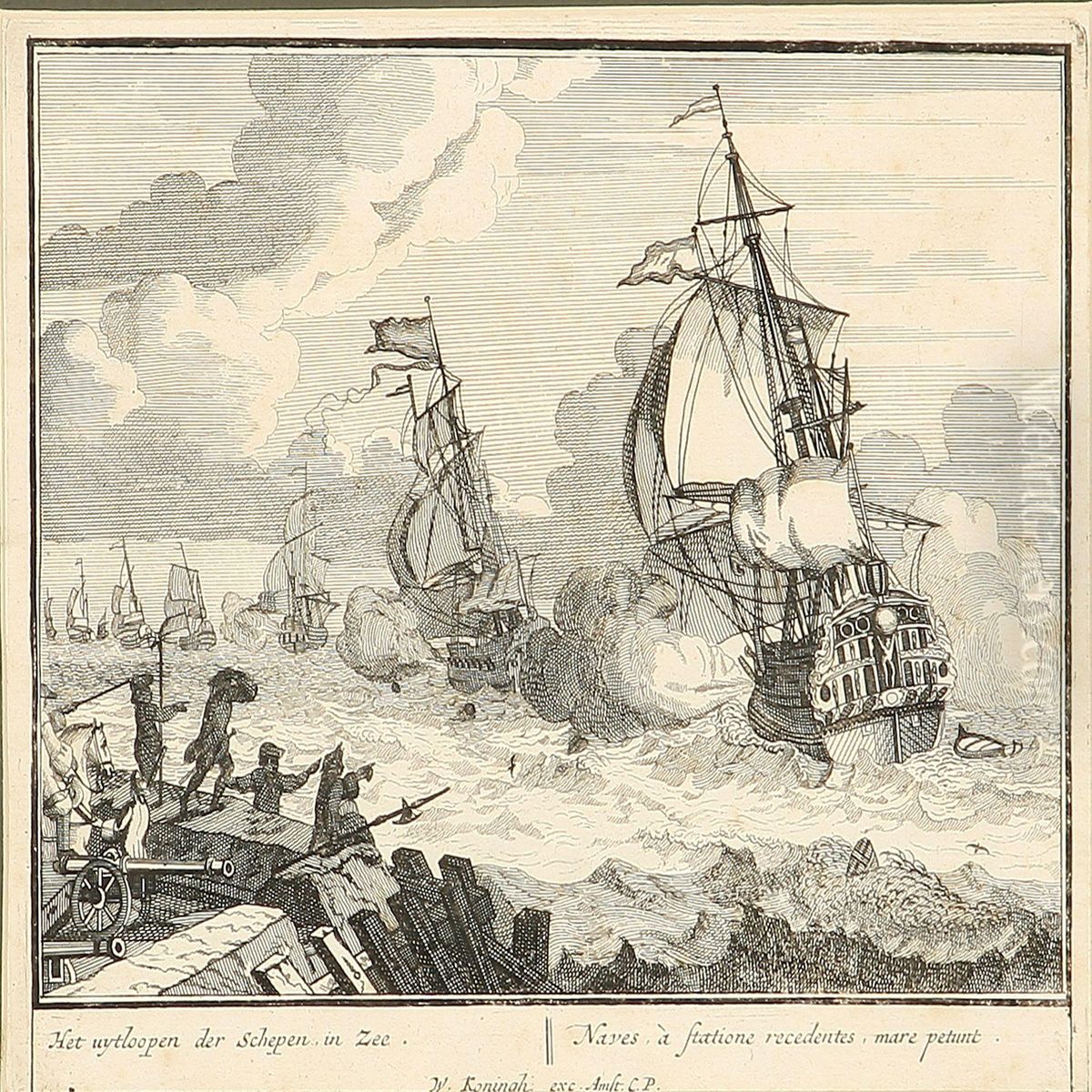 Het Uytloopen Derschepen, In Zee Oil Painting by Edzard Willem Koning