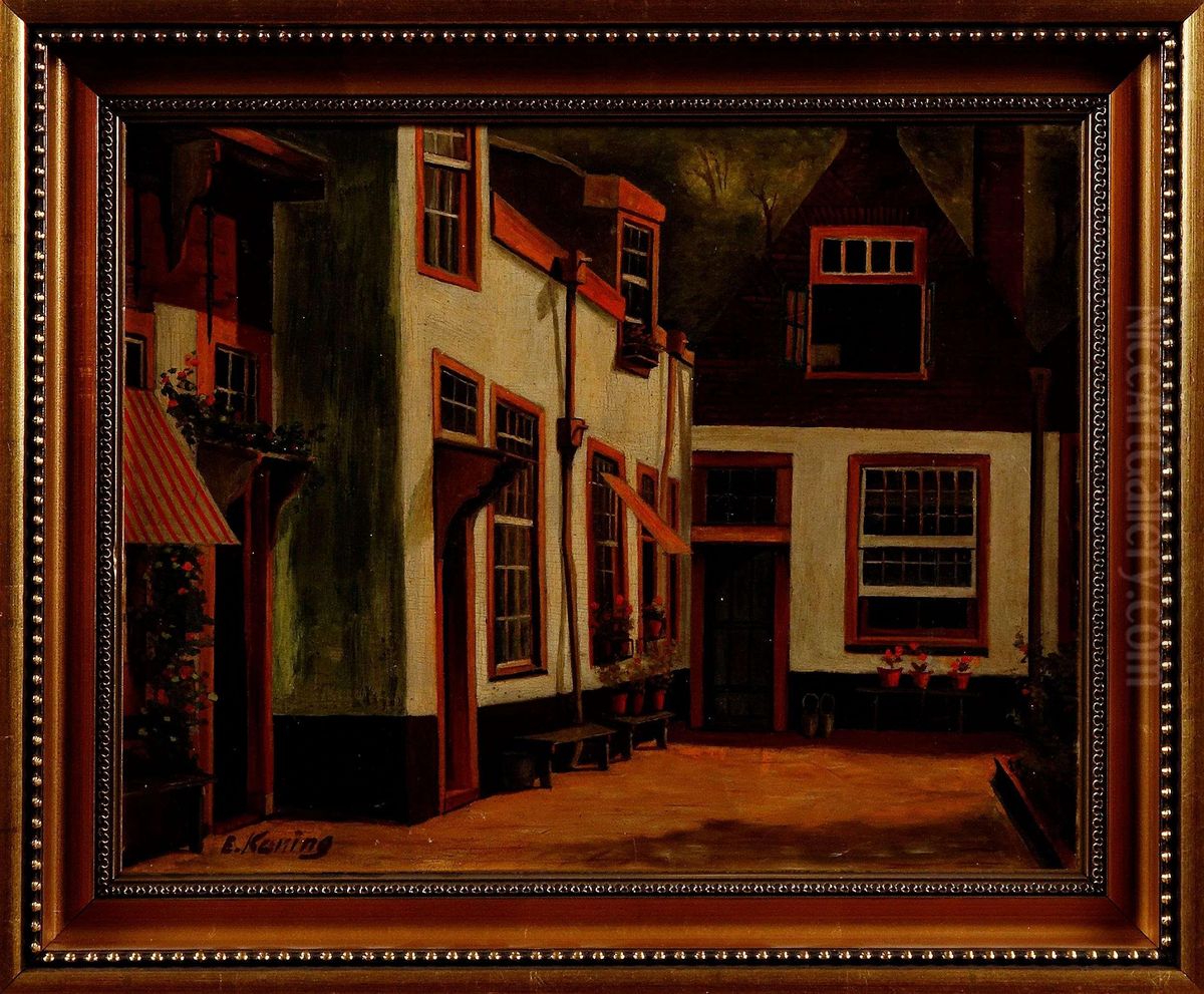 Stadsmotiv Oil Painting by Edzard Willem Koning