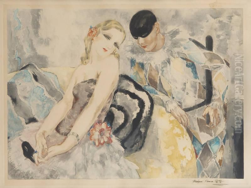 Badine Conversation Oil Painting by Micao Kono