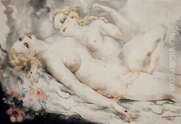 Les Deux Amies Oil Painting by Micao Kono