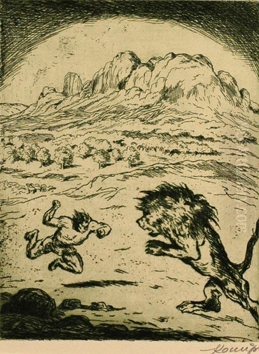 Herakles Oil Painting by Jan Konupek