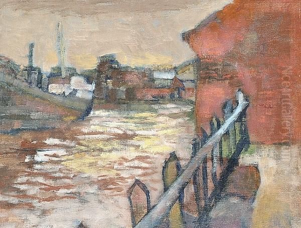 Path Along The River Bank Oil Painting by Harold Kopel