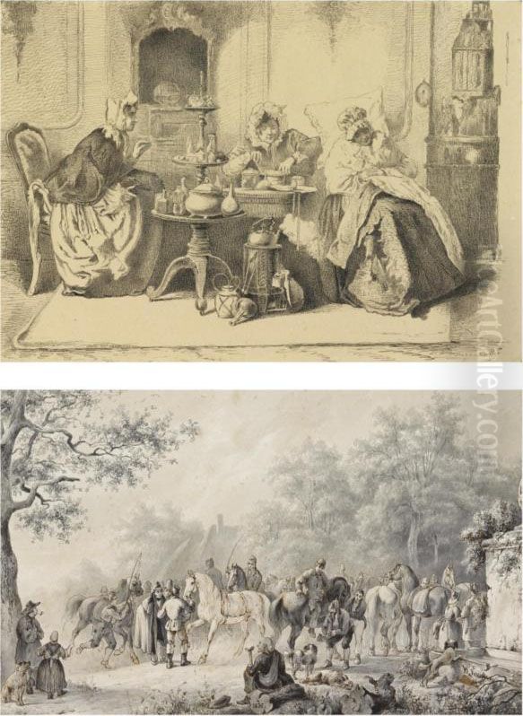 Preparing The Medicin Oil Painting by Alexander Hugo Bakker Korff