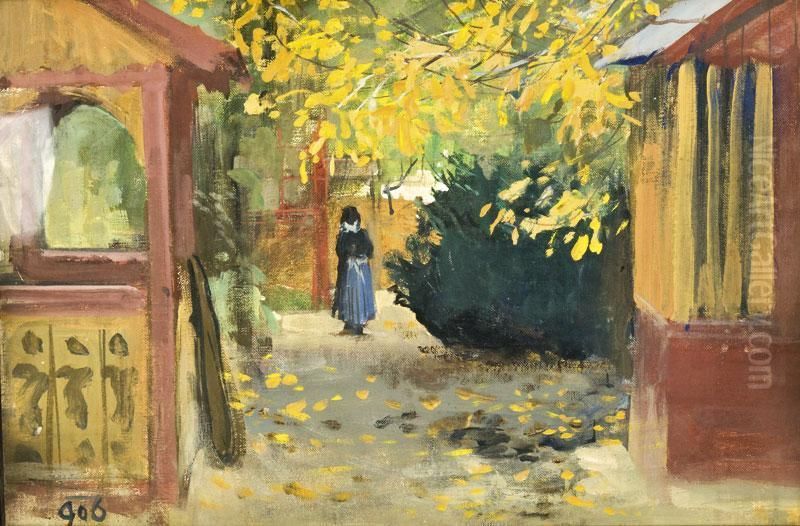 Kertben Oil Painting by Aladar Korosfoi Kriesch