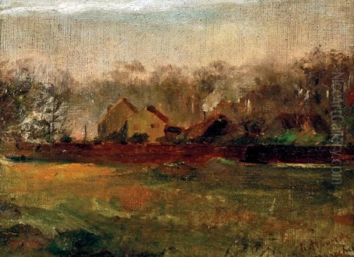 Widok Poranny Na Miasteczko Oil Painting by Mieczyslaw Korwin Piotrowski