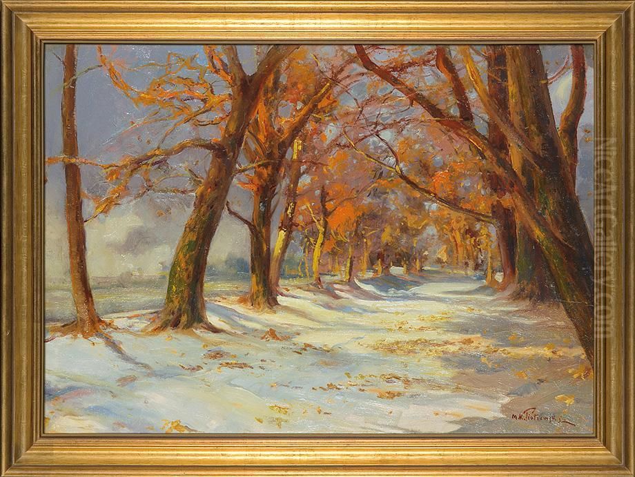 In Winter Sun Oil Painting by Mieczyslaw Korwin Piotrowski