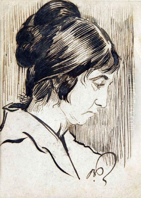 A Portrait Of A Woman Oil Painting by Vasil Kostakiev