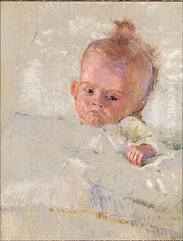 A Portrait Of A Baby Oil Painting by Jo Koster Van Hattum