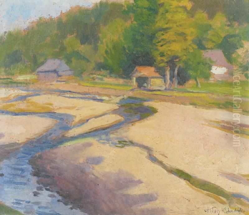 Pejzaz Wiejski Z Rzeka Oil Painting by Milosz Kotarbinski