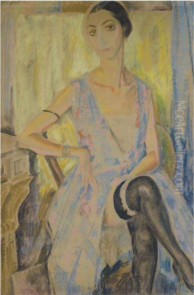 Portrait Of The Artist's Wife, Olga Oil Painting by Paul Kotlarevski