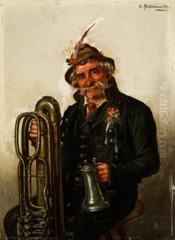 Portrait Eines Tubaspielers Oil Painting by G.Hugo Kotschenreiter
