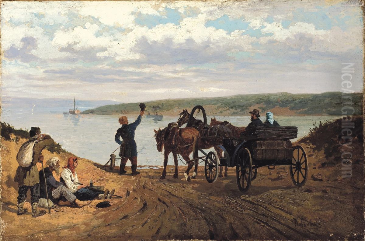 The Crossing Oil Painting by Pavel Osipovich Kovalevskii