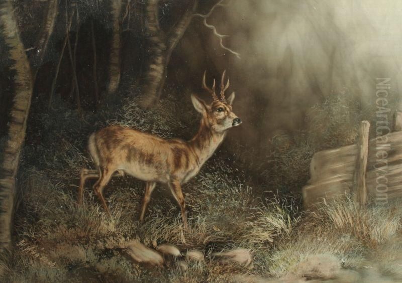 Austretender Bock Oil Painting by Hermann Kraemer