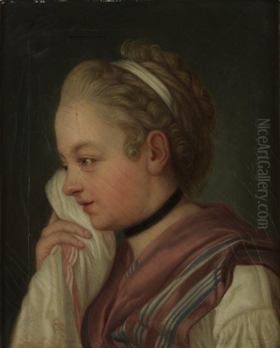 Kvinnoportratt Oil Painting by Per I Krafft