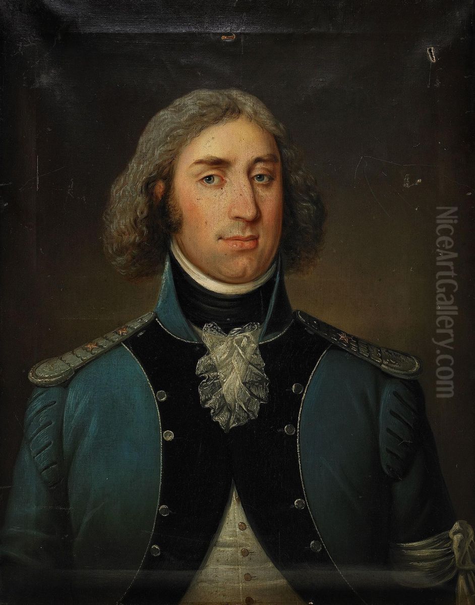 Portratt Av Ryttmastaren Vid Adelsfanan Adelsmannen Adam Johanlagerberg Ikladd Uniformrock - Midjebild Oil Painting by Per (the elder) Krafft