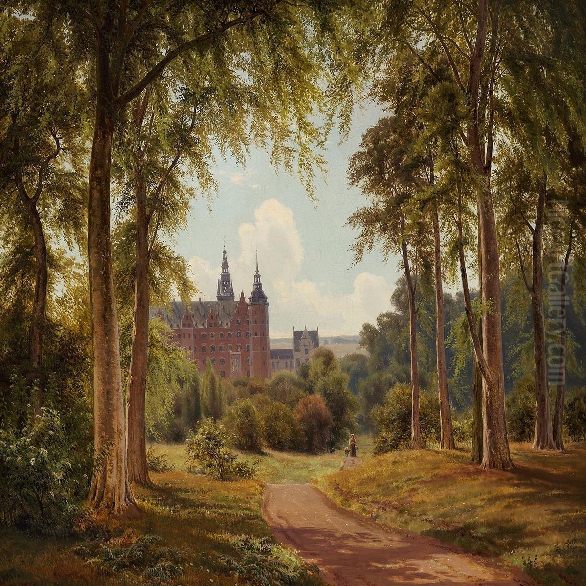 Frederiksborg Castle Hillerod Oil Painting by Frederik Kraft