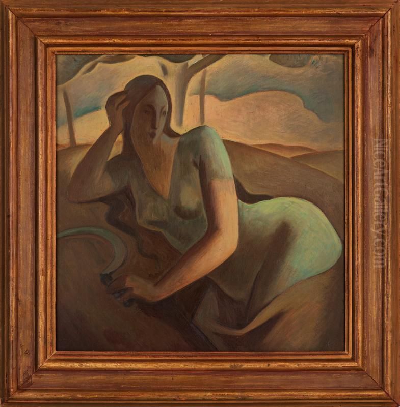 Odpocivajici Divka Oil Painting by Jaroslav Kral